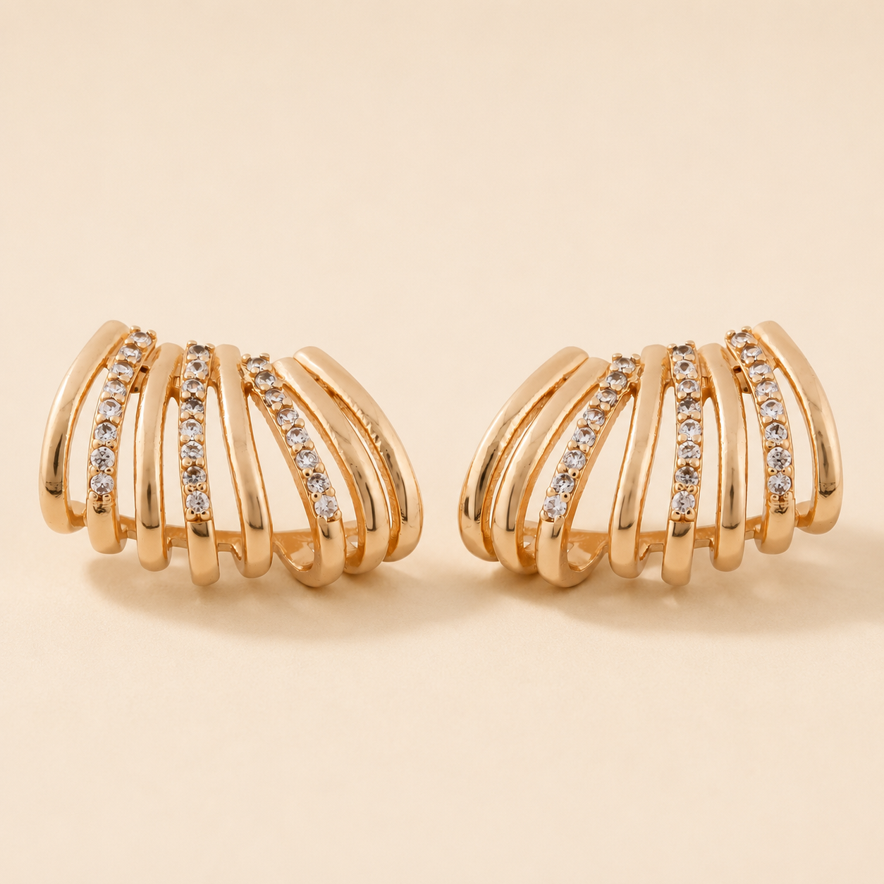 Gold wave studs GWE-06