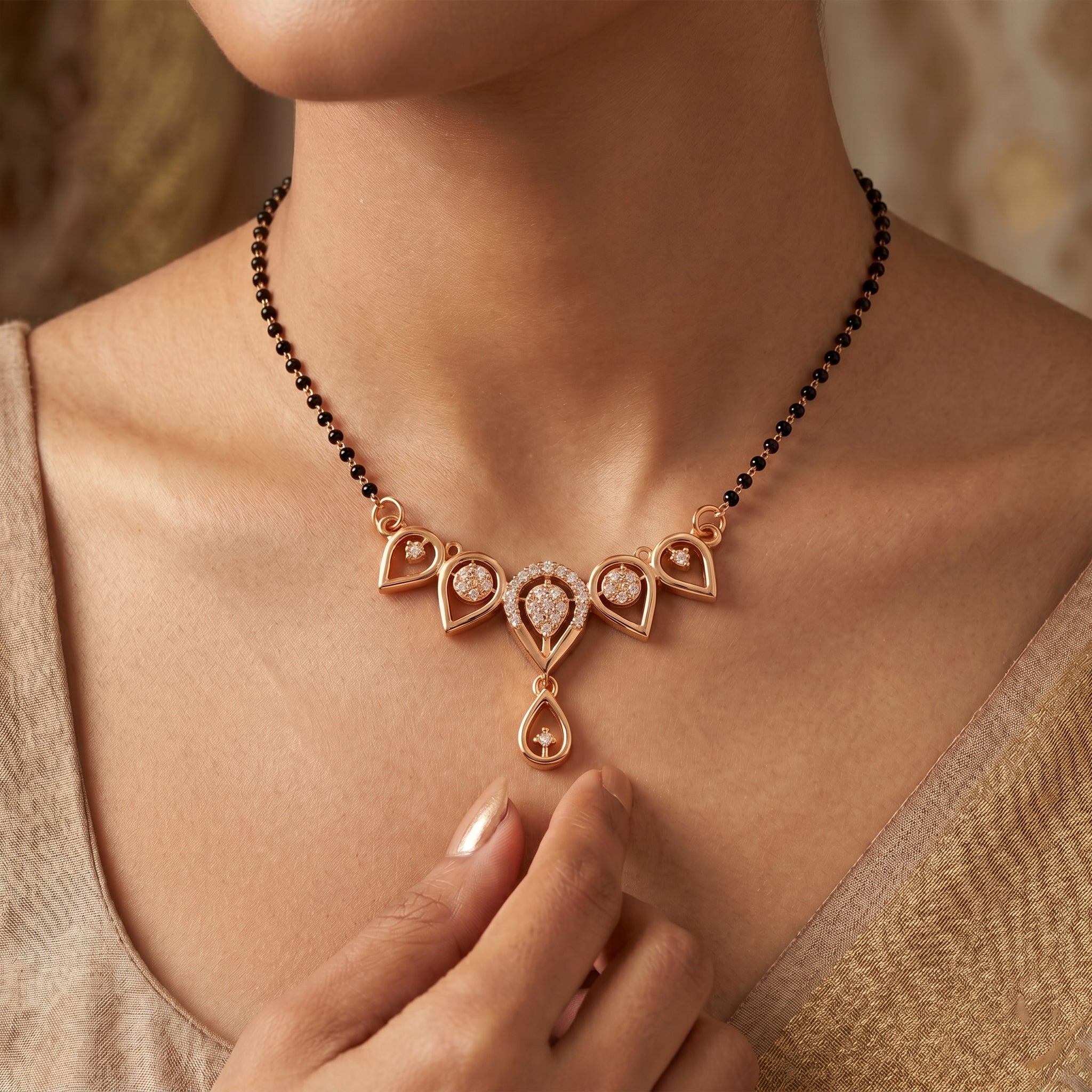 Rose Teardrop Elegance Mangalsutra  - GM-54